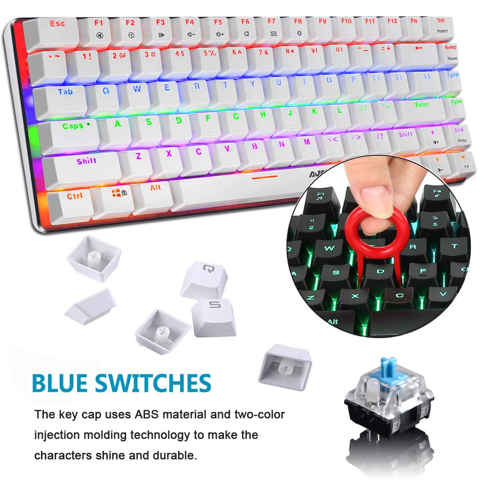 Gaming Keyboard and Mouse,3 in 1 Rainbow LED Backlit Wired Mechanical Keyboard Blue Switch,RGB 6400 DPI Lightweight Gaming Mouse with Honeycomb Shell,Gaming Mouse Pad for PC Gamers