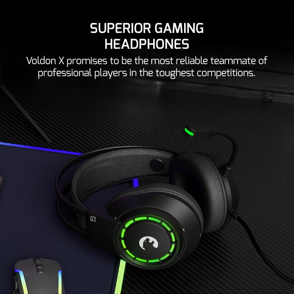 GAMEPOWER Voldon X 3.5mm Jack Gaming Headset - Wired Headphones with 50MM Drivers, Comfort Design, Noise Cancelling Mic, PS4, PS5, for Xbox, Black