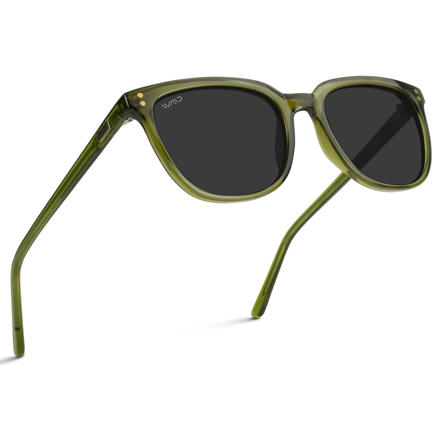 WearMe Pro Polarized Classic Retro Flat Square Unisex Sunglasses (Emerald Green/Black Lens)