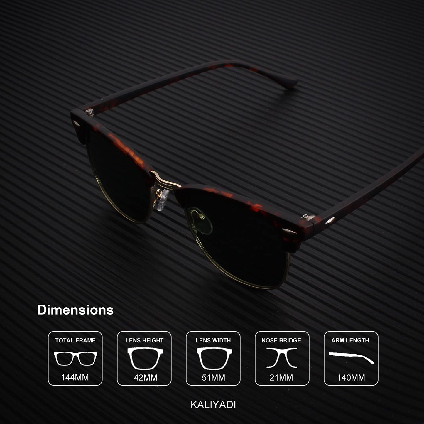 KALIYADI Polarized Sunglasses for Men and Women Semi-Rimless Frame Driving Sun glasses UV Blocking