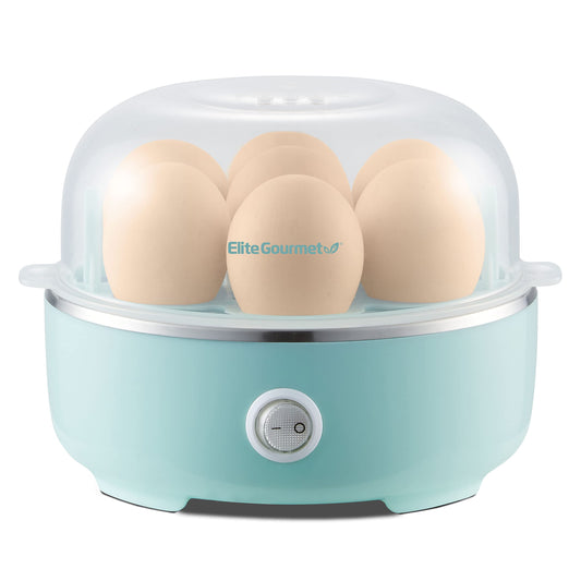 Elite Gourmet EGC115M Easy Egg Cooker Electric 7-Egg Capacity, Soft, Medium, Hard-Boiled Egg Cooker with Auto Shut-Off, Measuring Cup Included, BPA Free, Retro Mint