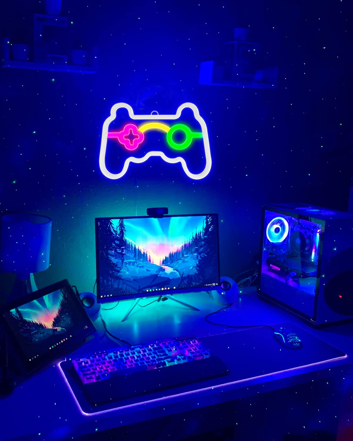 Gamepad Neon Wall Light - Gamer Gift for Teen Boys, Game Room Decoration