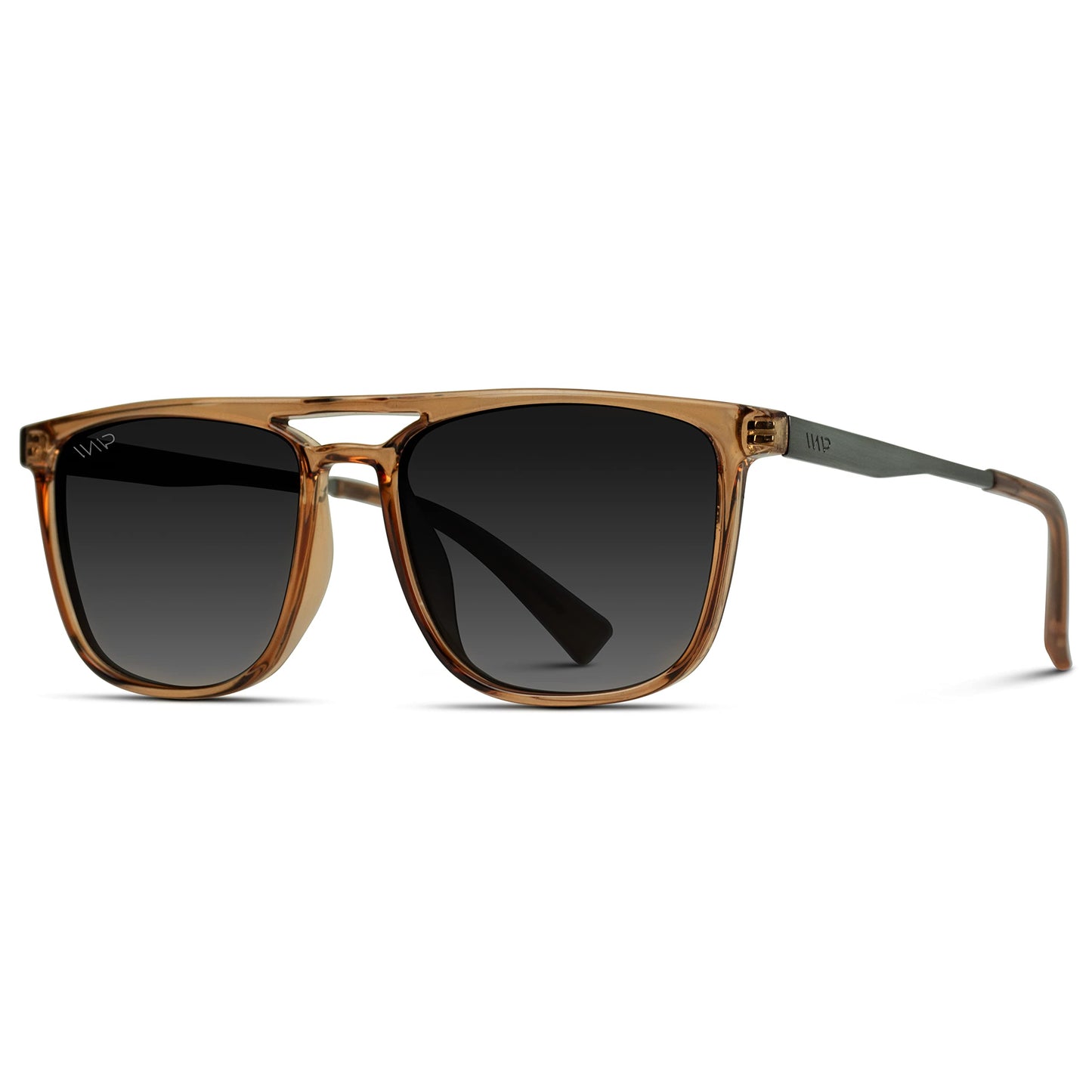 WearMe Pro Premium Polarized Double Bar Sunglasses for Men and Women UVA and UVB (Crystal Brown/Gradient Black)