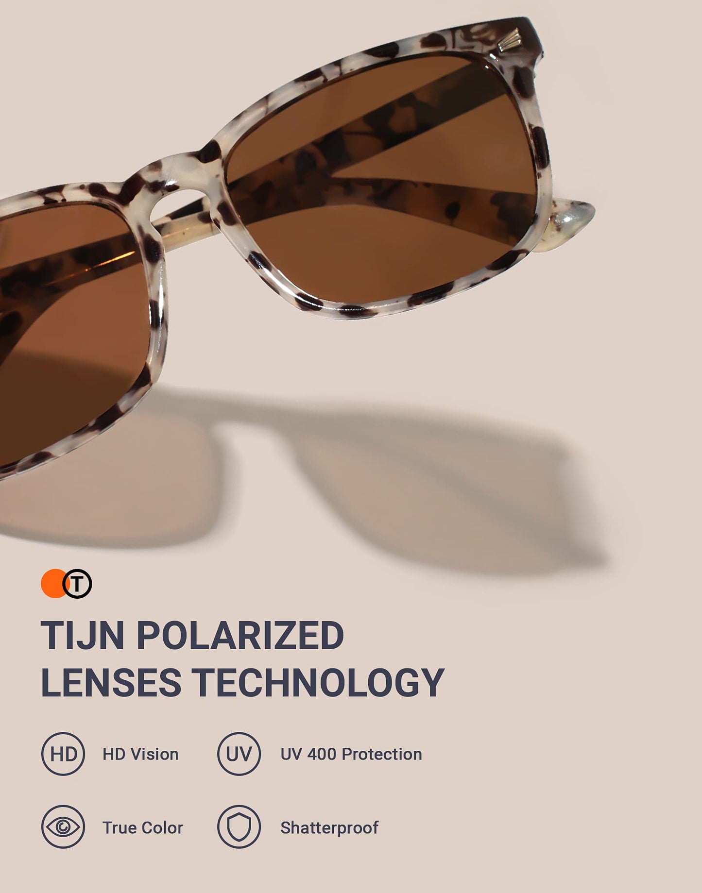 TIJN Polarized Sunglasses for Women Men Classic Trendy Stylish Sun Glasses 100% UV Protection