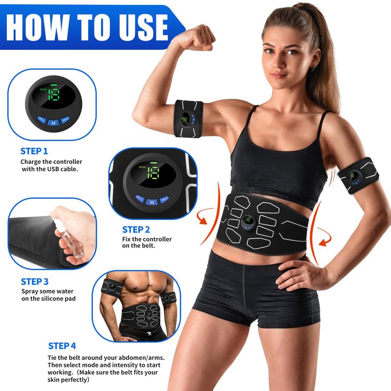 MarCoolTrip MZ Electronic Muscle Stimulator, Abs Stimulator Muscle Toner, Ab Machine Trainer for All Body, Fitness Strength Training Workout Equipment for Men and Women