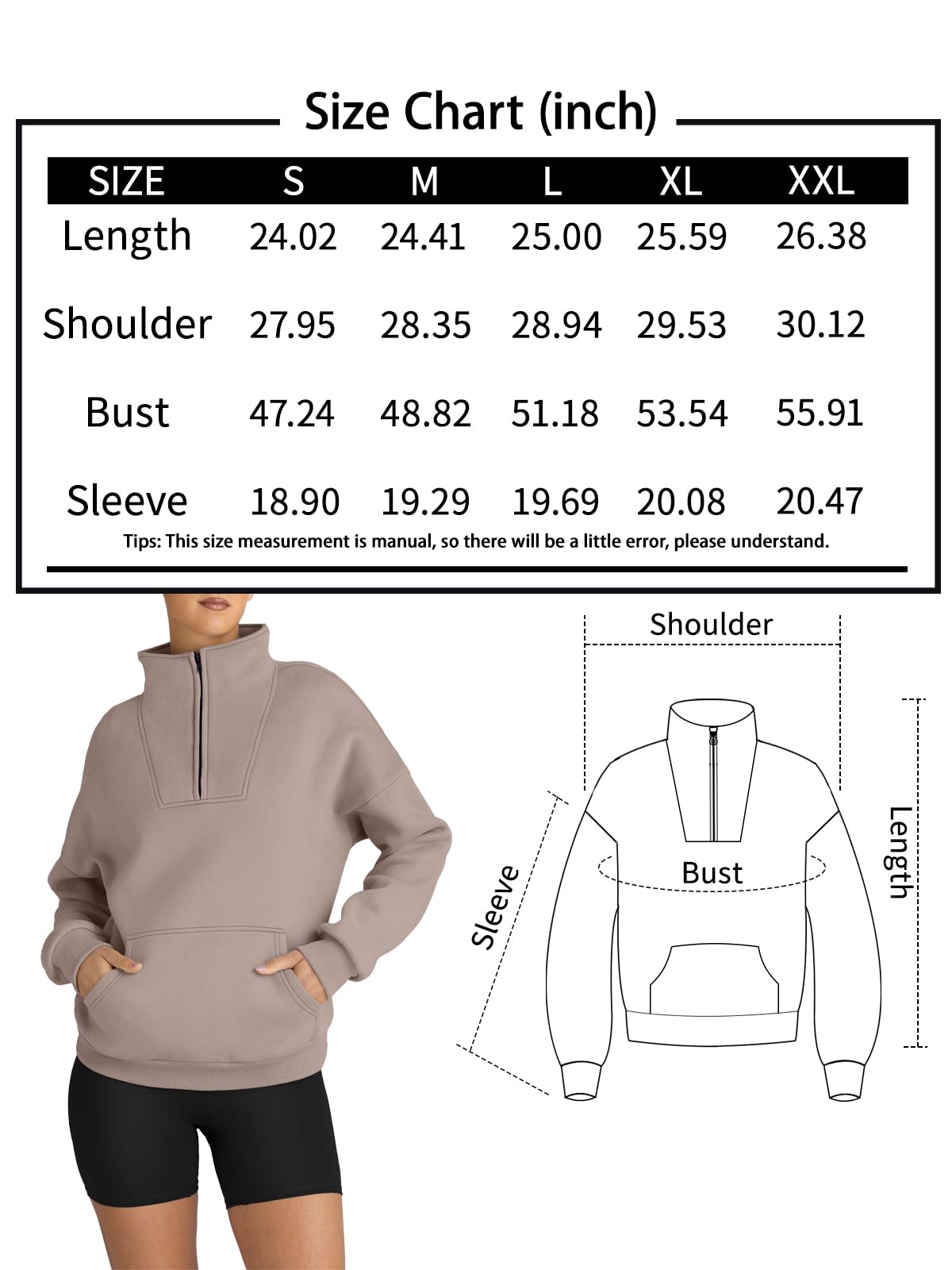 Trendy Queen Sweatshirts Half Zip Pullover Quarter Zip Oversized Hoodies Sweaters Comfy Fall Outfits 2024 Y2K Winter Clothes Grey M