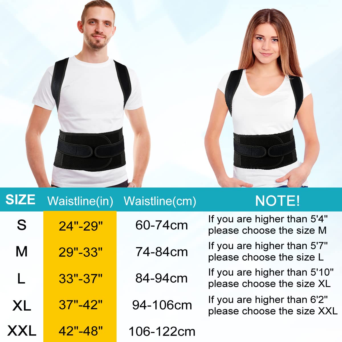 Back Brace Posture Corrector for Women and Men - Relief for Waist, Back and Shoulder Pain - Adjustable and Breathable Posture Back Brace - Improve Back Posture and Provide Lumbar Support M(29"-33")