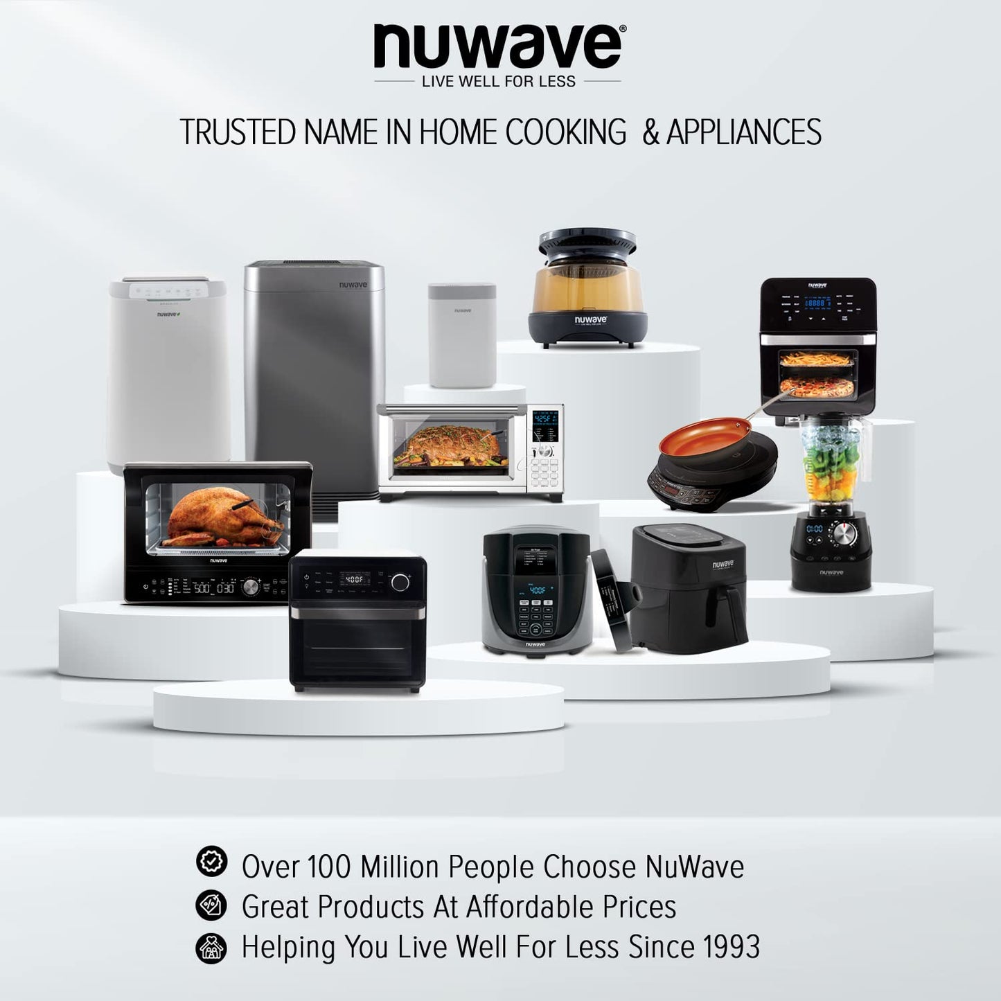 Nuwave Bravo Convection Toaster Ovens Air Fryer Combo with 30QT Large Capacity For A Whole Chicken and 13" Pizza. Multi-Layer Cooking, Probe Feature, 100+ Presets One-Touch Smart Control Countertop