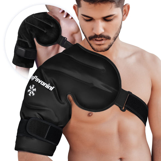 XL Shoulder Ice Pack Rotator Cuff Cold Therapy, Reusable Gel Ice Pack for Shoulder Injuries, Shoulder Ice Pack Wrap for Pain Relief, Swelling, Shoulders Surgery, Tendonitis, Bursitis, Black