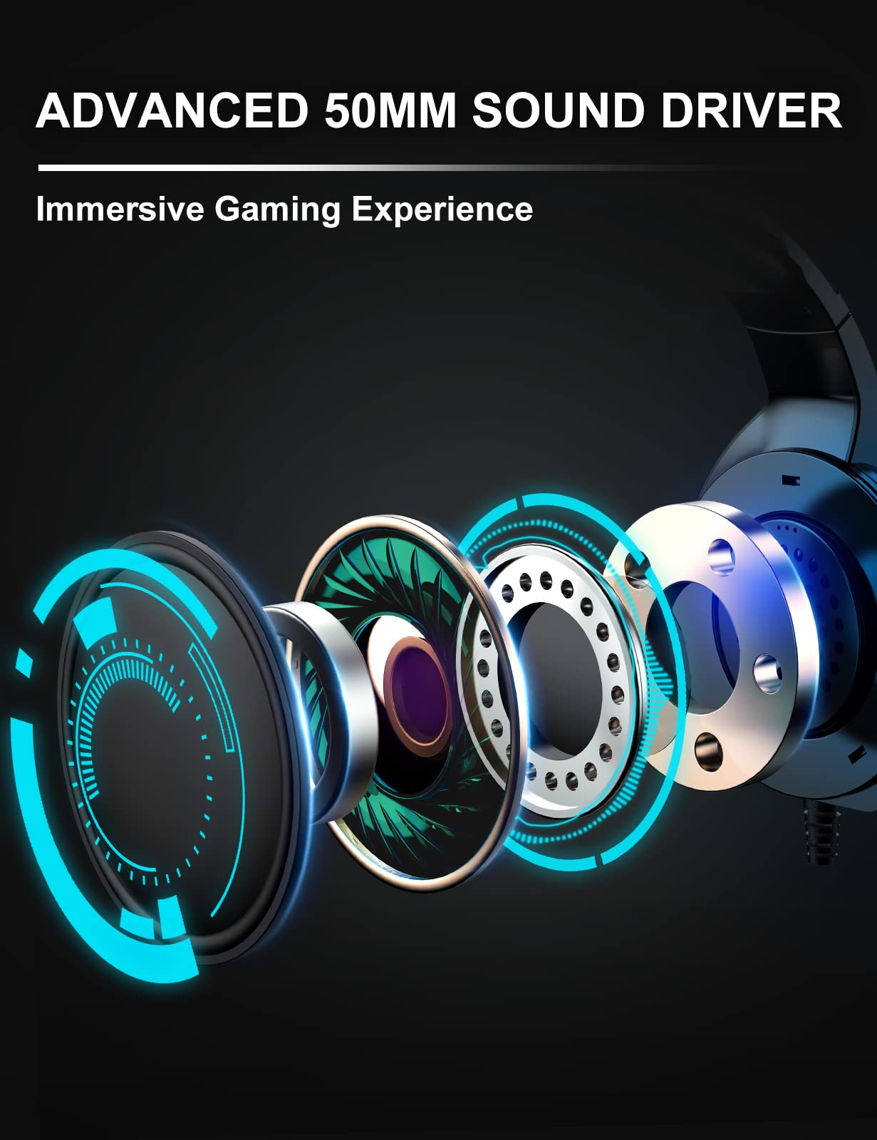 ZIUMIER Gaming Headset with Microphone, Compatible with PS4 PS5 Xbox One PC Laptop, Over-Ear Headphones with LED RGB Light, Noise Canceling Mic, 7.1 Stereo Surround Sound