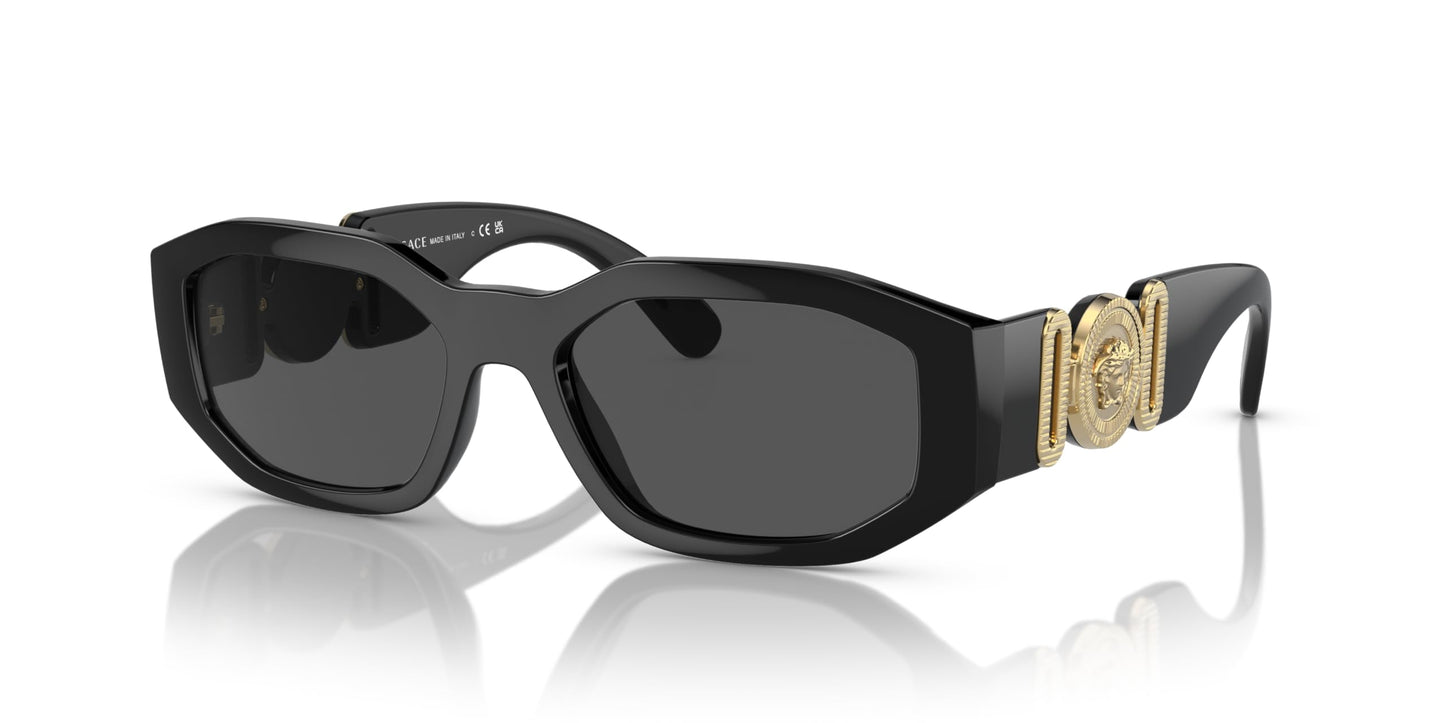 Versace Man Sunglasses Black Frame, Dark Grey Lenses, 53MM