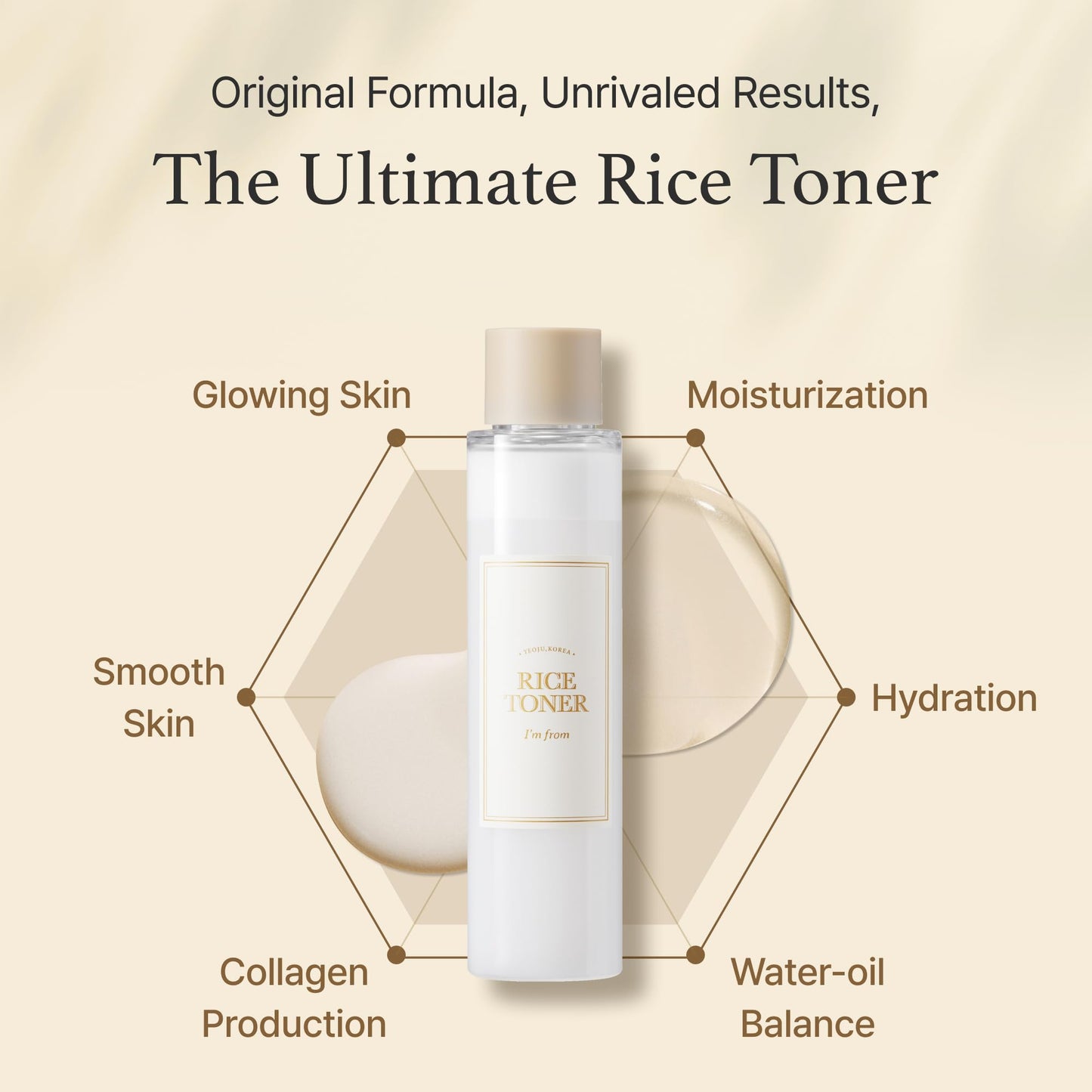 I'm from Rice Toner, Milky Toner for Glowing Skin, 77.78% Korean Rice, Glow Essence with Niacinamide, Hydrating for Dry, Dull, Combination Skin, Vegan, Fragrance Free, Glass Skin 5.07 Fl Oz