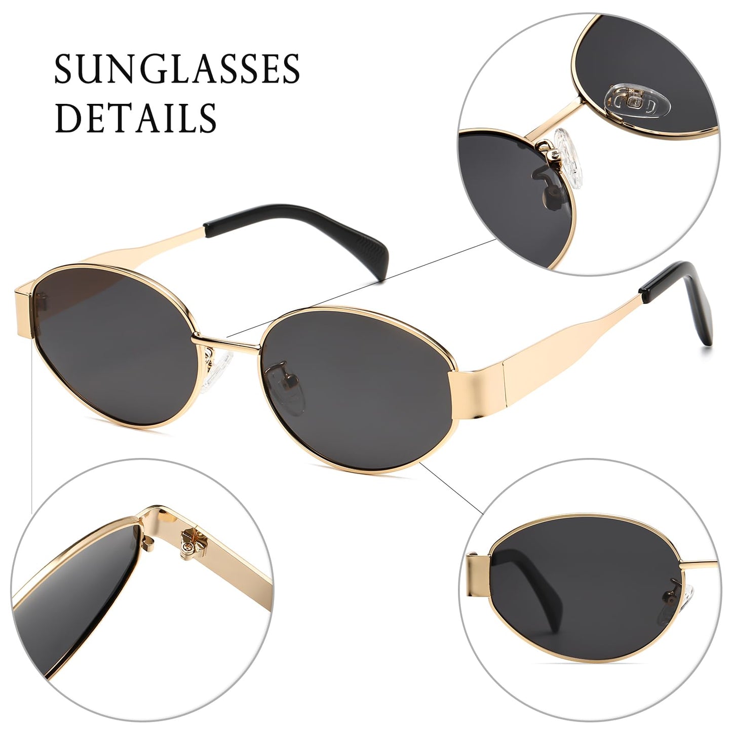 D Lolylad Retro Oval Sunglasses for Women Men Trendy Sun Glasses Classic Shades UV400 Protection