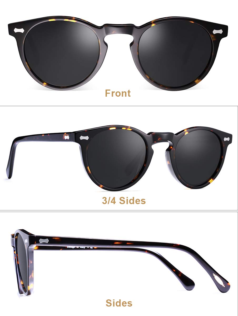 CARFIA Vintage Polarized Sunglasses for Men UV400 Protection Retro Fashion Eyewear Hand-crafted Acetate Frame CA5288L