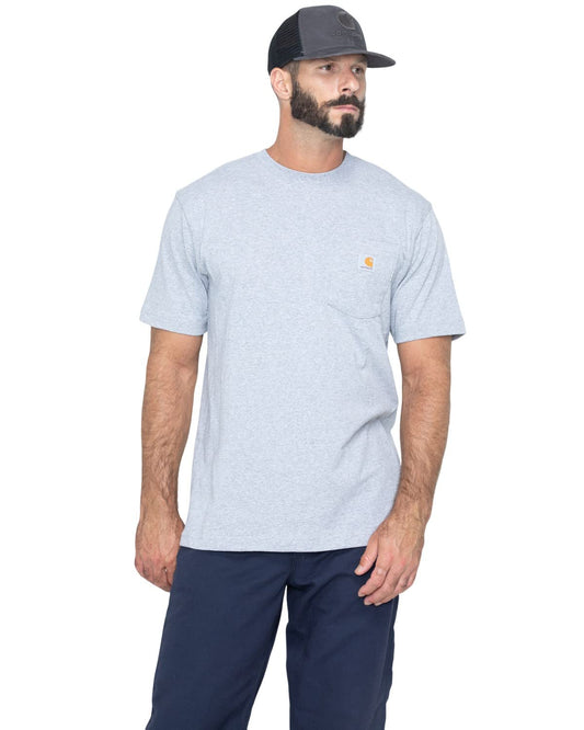 Carhartt Men's Loose Fit Heavyweight Short-Sleeve Pocket T-Shirt, Heather Grey, Medium