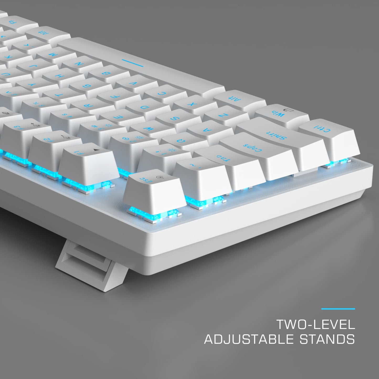 Mechanical Keyboard and Mouse, Wired Blue Backlit Mechanical Gaming Keyboard with Blue Switch, 104 Keys Anti-Ghosting Gaming Keyboard, 7-Color Breathing Backlit Gaming Mouse, White