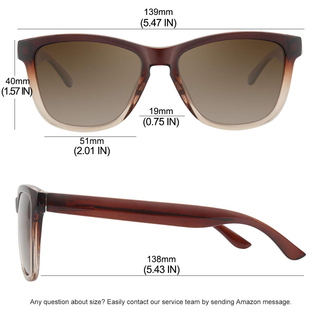 MEETSUN Polarized Sunglasses for Women Men Classic Retro Designer Style (Ombre Brown Frame/Gradient Lens, 54)