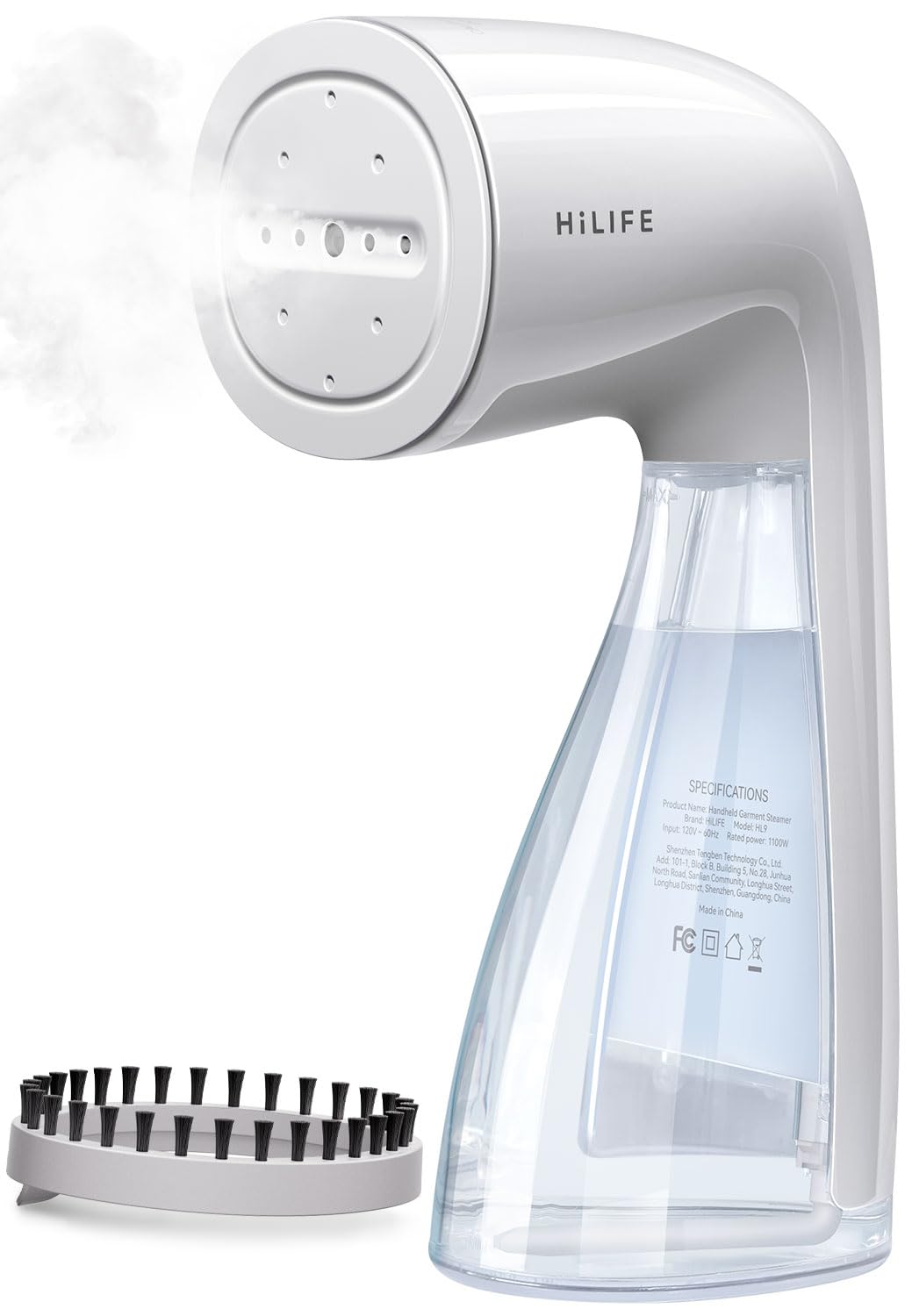 HiLIFE Steamer for Clothes, 1100W Clothes Steamer, Fast Wrinkle Removal with Large 300ml Tank, Ideal for All Fabrics, Easy to Use, Compact and Portable Travel Garment Steamer (white)