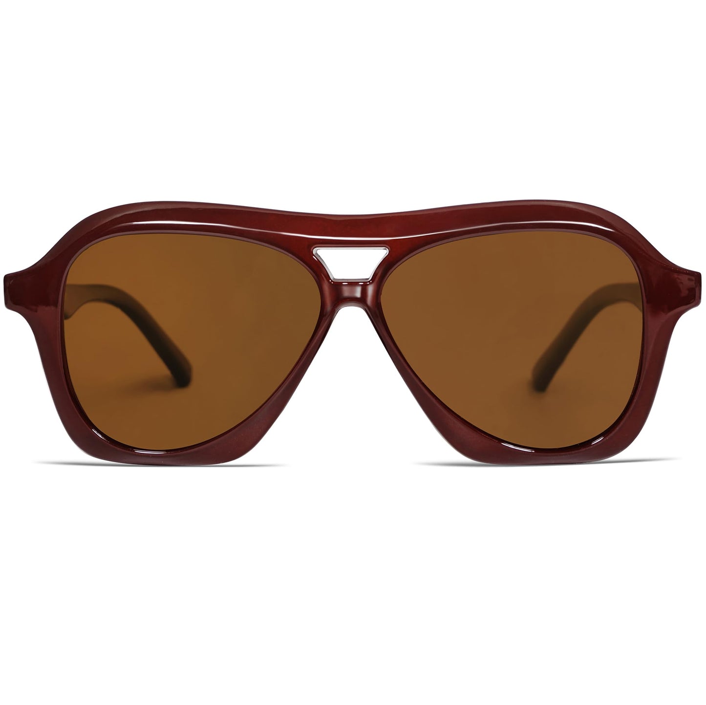 VANLINKER Retro 70s Square Aviator Sunglasses Womens Men Trendy Polarized Vintage Shades VL9768 Burgundy Frame Brown Lens