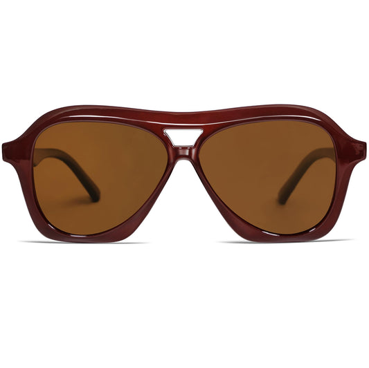 VANLINKER Retro 70s Square Aviator Sunglasses Womens Men Trendy Polarized Vintage Shades VL9768 Burgundy Frame Brown Lens