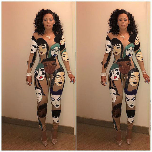 Printed nightclub jumpsuit