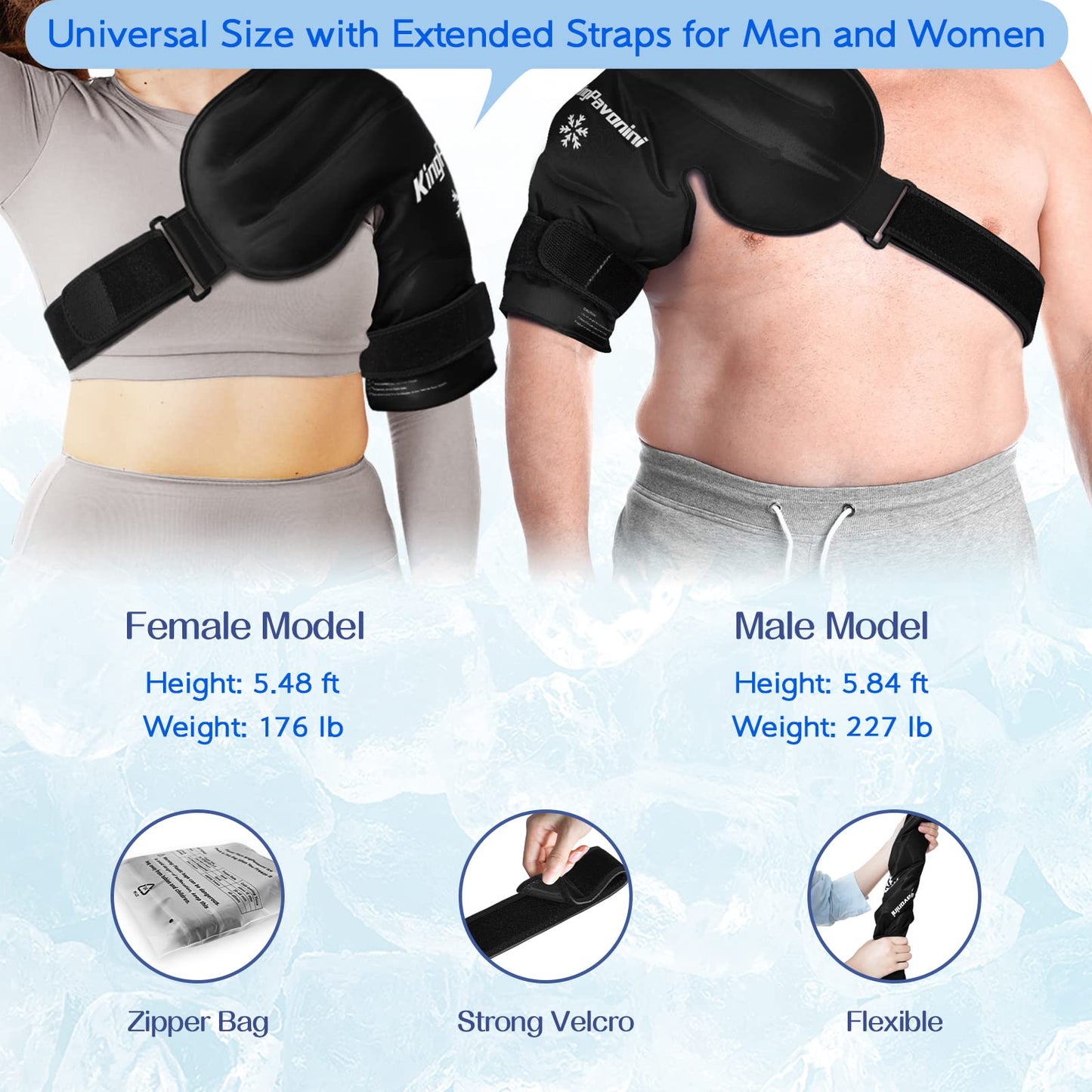 XL Shoulder Ice Pack Rotator Cuff Cold Therapy, Reusable Gel Ice Pack for Shoulder Injuries, Shoulder Ice Pack Wrap for Pain Relief, Swelling, Shoulders Surgery, Tendonitis, Bursitis, Black