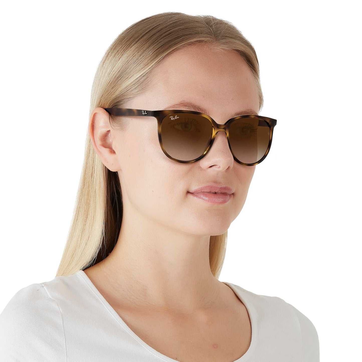 Ray-Ban Women's RB4378 Square Sunglasses, Havana/Gradient Brown, 54 mm