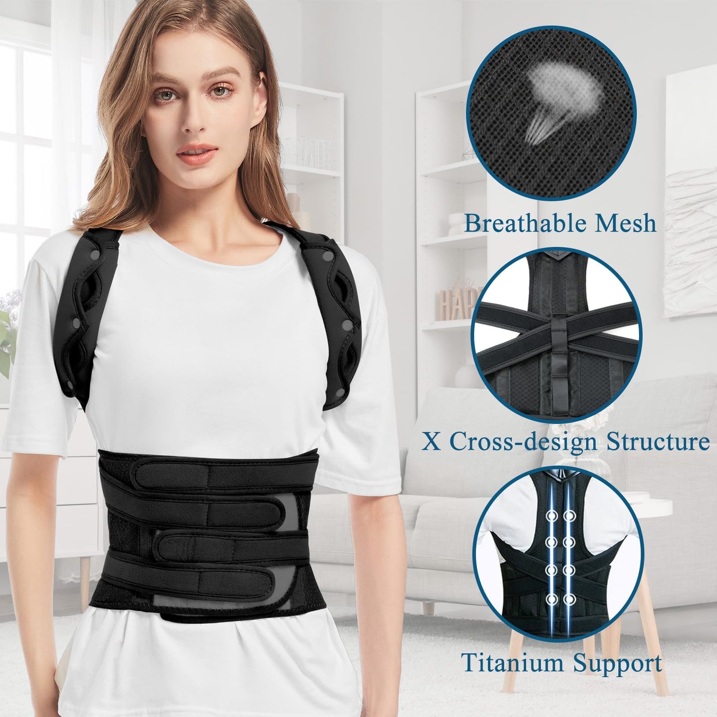 YEARSTAR Back Brace Posture Corrector for Women and Men Upgraded Back Straightener Adjustable for Neck Shoulders Pain Relief Full Back Support for Posture Improving (X-Large)