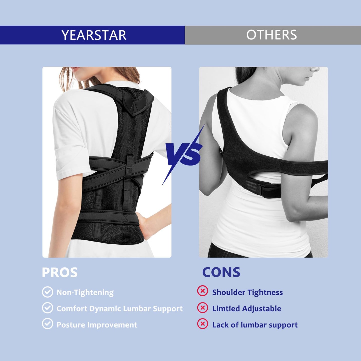 YEARSTAR Back Brace Posture Corrector for Women and Men Upgraded Back Straightener Adjustable for Neck Shoulders Pain Relief Full Back Support for Posture Improving (X-Large)