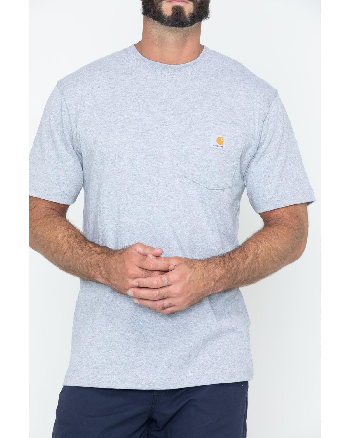 Carhartt Men's Loose Fit Heavyweight Short-Sleeve Pocket T-Shirt, Heather Grey, Medium