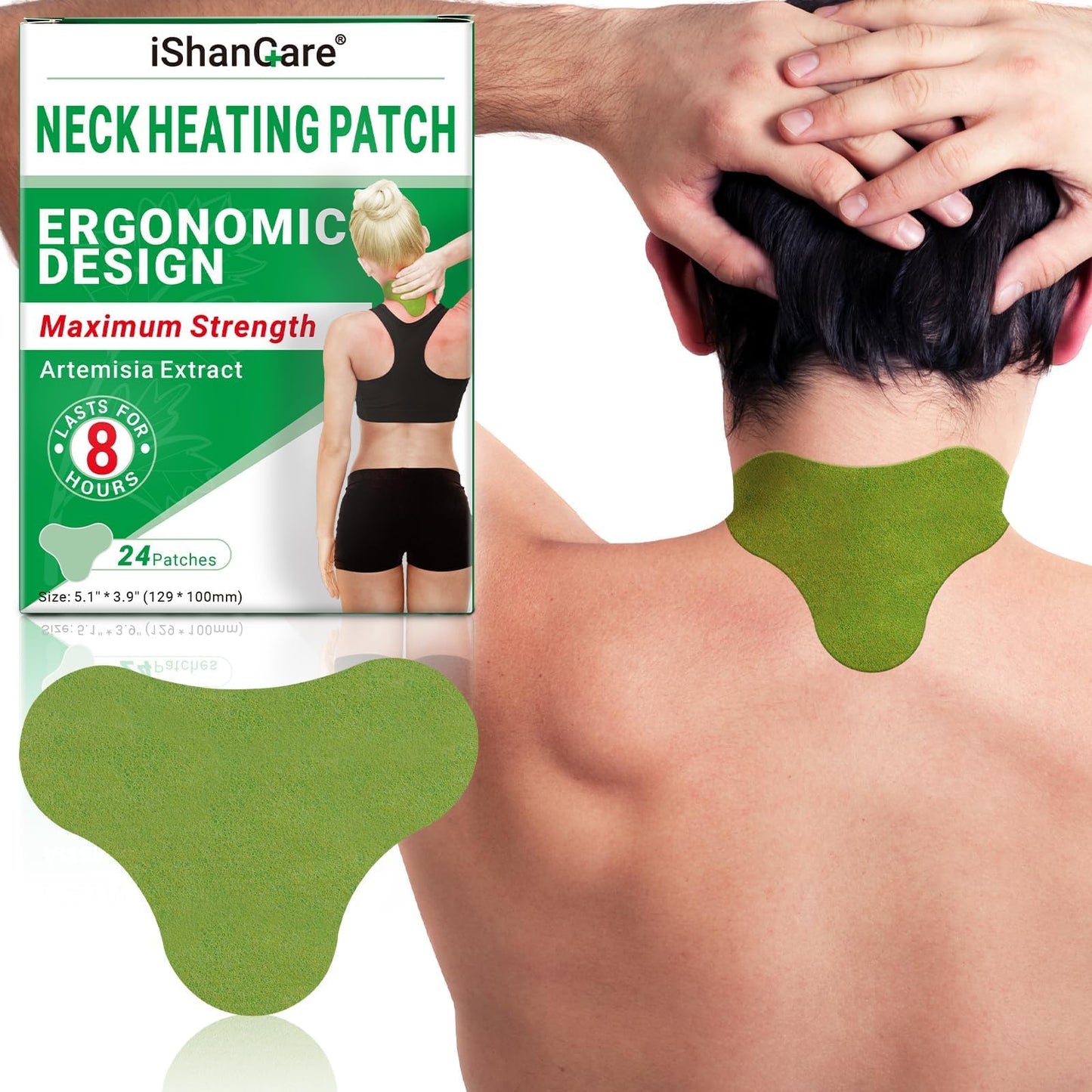 ishancare Neck Patches - 24 Count Warming Herbal Plaster Maximum Strength Heat Patches, 8 Hours Deep Heating Extra Strength Joint Soreness Soothing Patch for Neck, Knee, Back, Shoulder