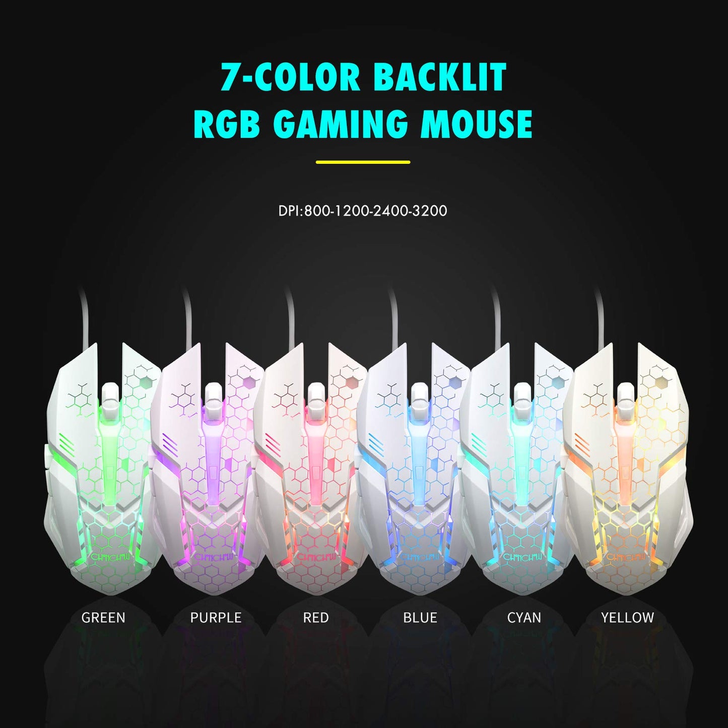 CHONCHOW RGB Gaming Keyboard and Mouse Combo,USB Wired Light Up Keyboard, Rainbow LED Lit Backlight Keyboard Mouse Set for Computer Windows PC PS4 Xbox Laptop iMac Resberry Pi