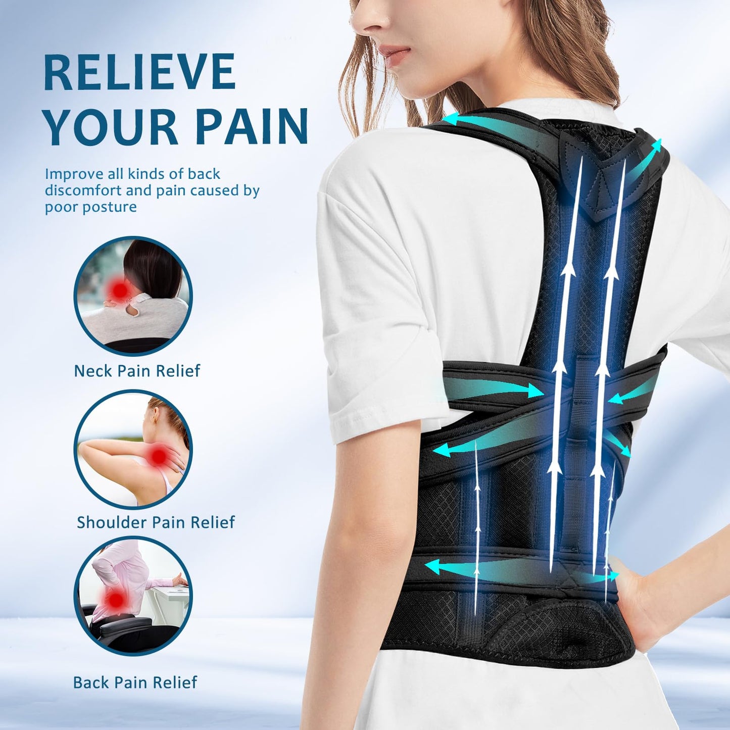 YEARSTAR Back Brace Posture Corrector for Women and Men Upgraded Back Straightener Adjustable for Neck Shoulders Pain Relief Full Back Support for Posture Improving (X-Large)