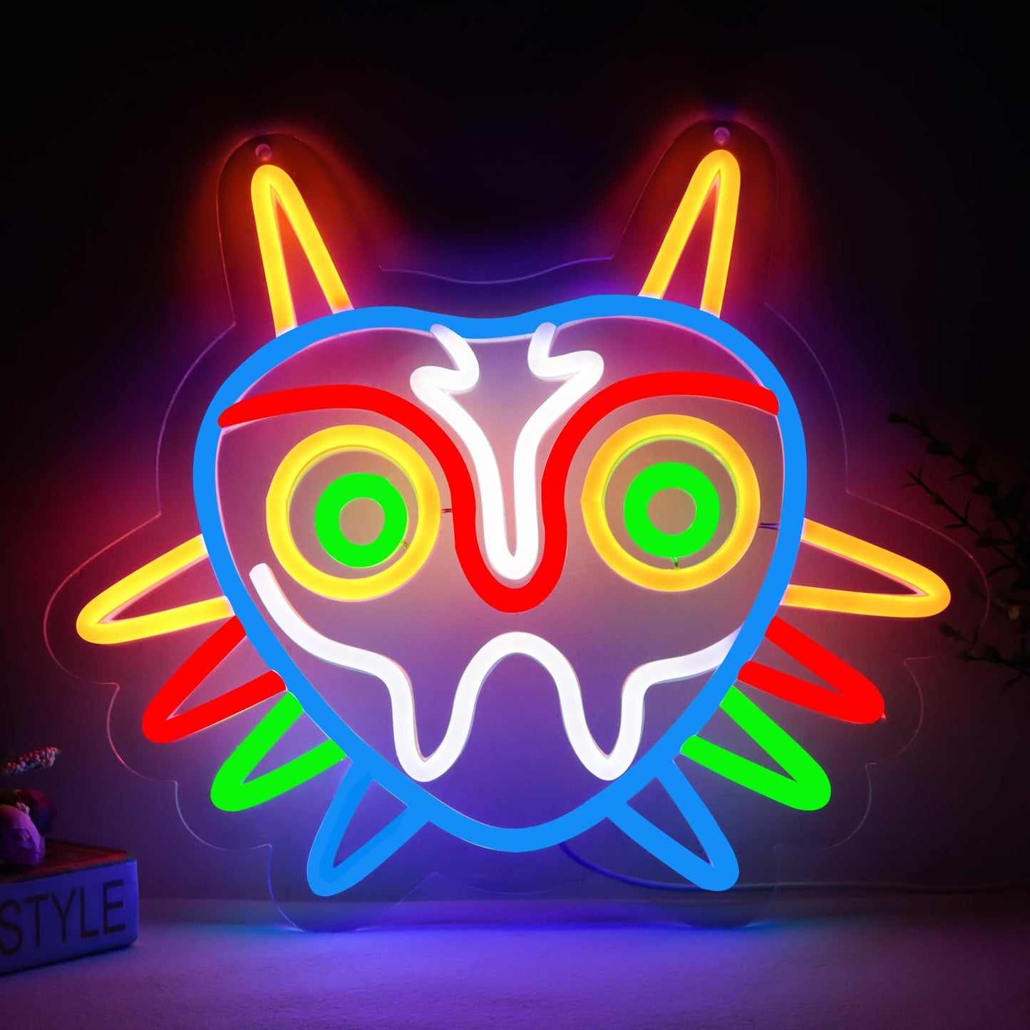 Balanar Majora's Mask Neon Sign,Zelda Gaming Neon Sign for Game Room Decor,Zelda Mask for Boys Room Decor Gaming Wall Deocr,Neon Light Gifts for Boys, Teens and Zelda Fans