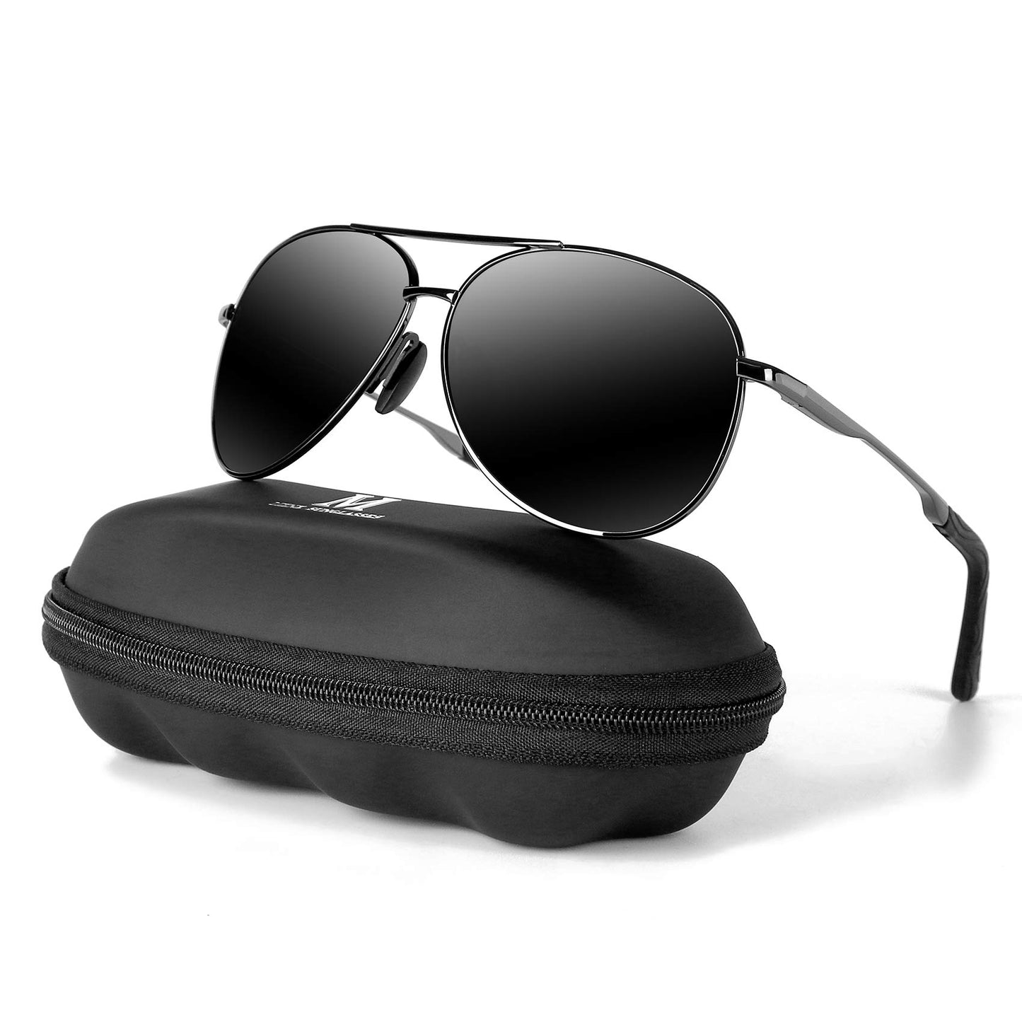 mxnx Aviator Sunglasses for Men Polarized Women UV Protection Lightweight Driving Fishing Sports Mens Sunglasses MX208-(Gun Frame/Black Lens)