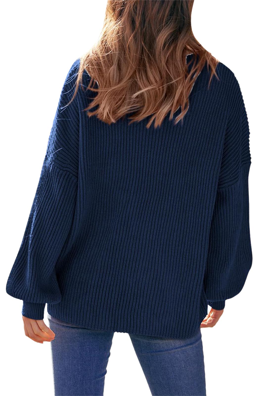 PRETTYGARDEN Womens Sweaters Fall 2023 Oversized Chunky Knitted Pullover Sweater Casual Long Sleeve Crewneck Cute Sweaters (Navy,Large)