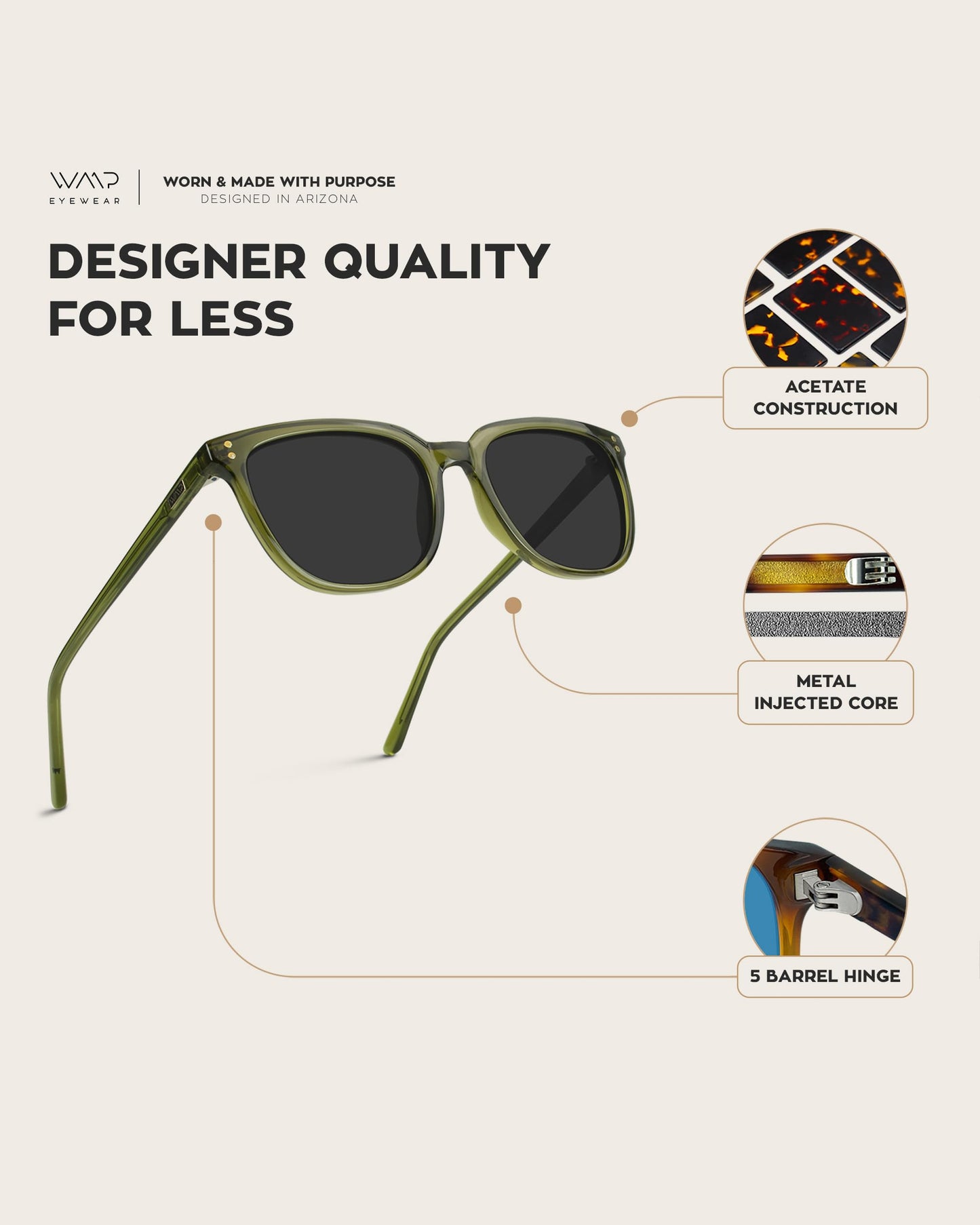 WearMe Pro Polarized Classic Retro Flat Square Unisex Sunglasses (Emerald Green/Black Lens)