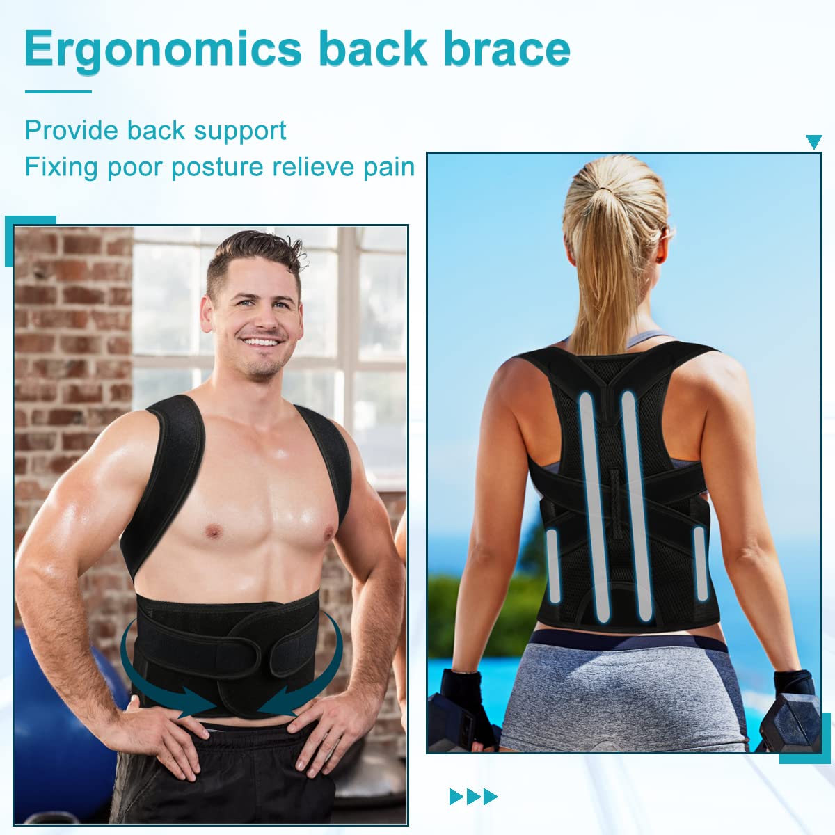 Back Brace Posture Corrector for Women and Men - Relief for Waist, Back and Shoulder Pain - Adjustable and Breathable Posture Back Brace - Improve Back Posture and Provide Lumbar Support M(29"-33")