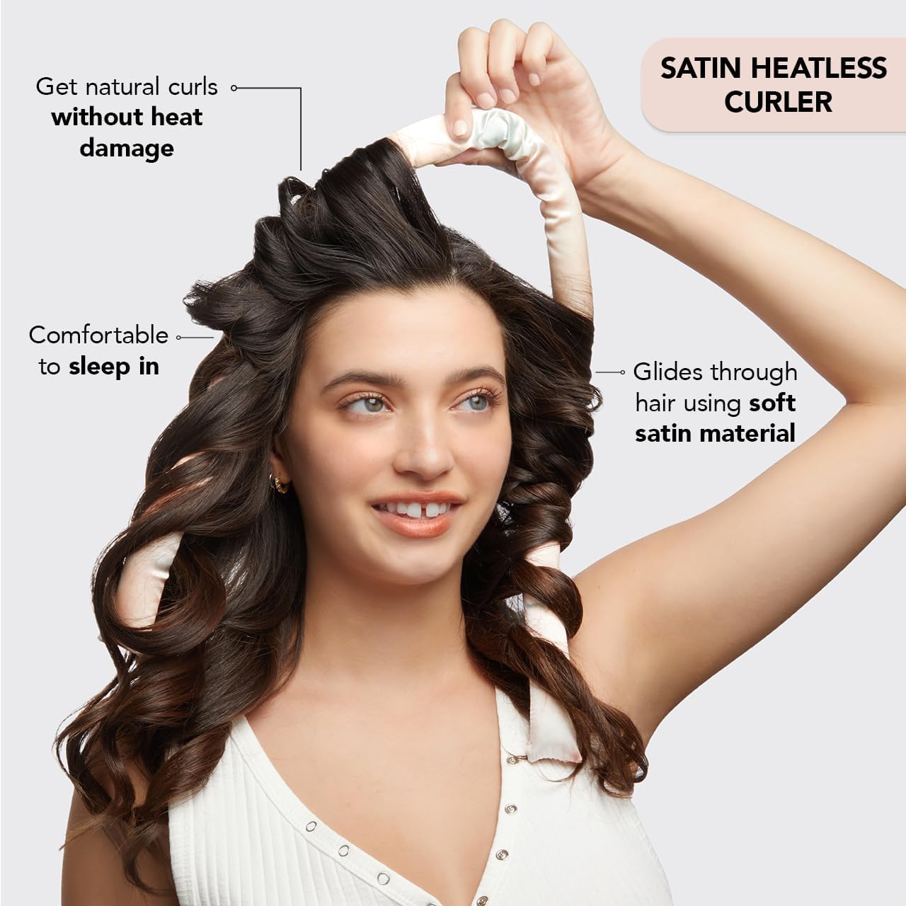 Kitsch Satin Heatless Curling Set - Heatless Hair Curlers to Sleep in - Heatless Curls Overnight - Heatless Curling Rod - No Heat Curls Overnight - Overnight Blowout Rods - Soft Hair Rollers - Sunset