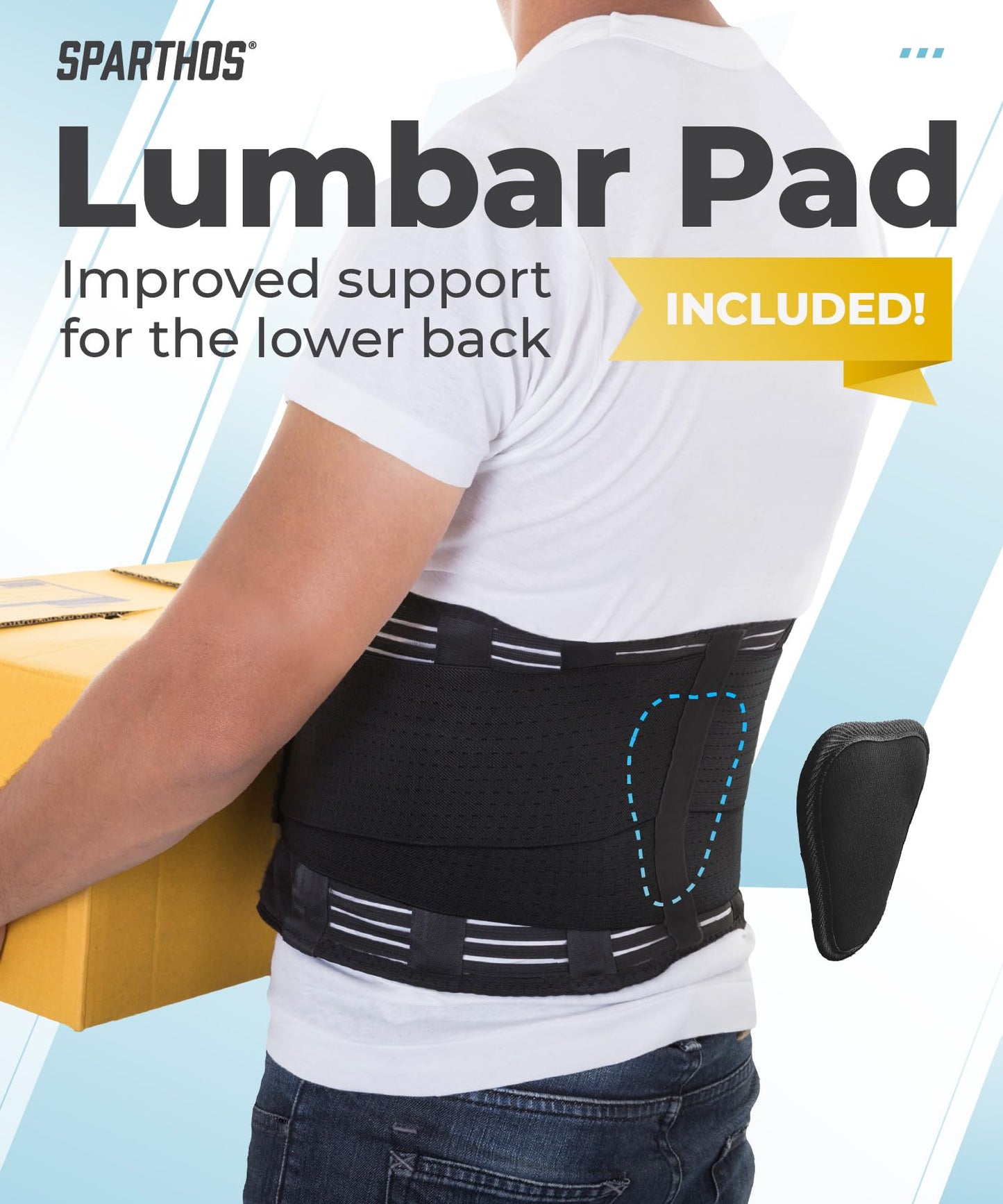 Sparthos Lumbar Support Belt - Immediate Relief from Back Pain, Sciatica, Herniated Disc - Breathable Brace With Lumbar Pad - Adjustable Lower Back Waist Brace - For Men & Women - (Plus Size, XXL)