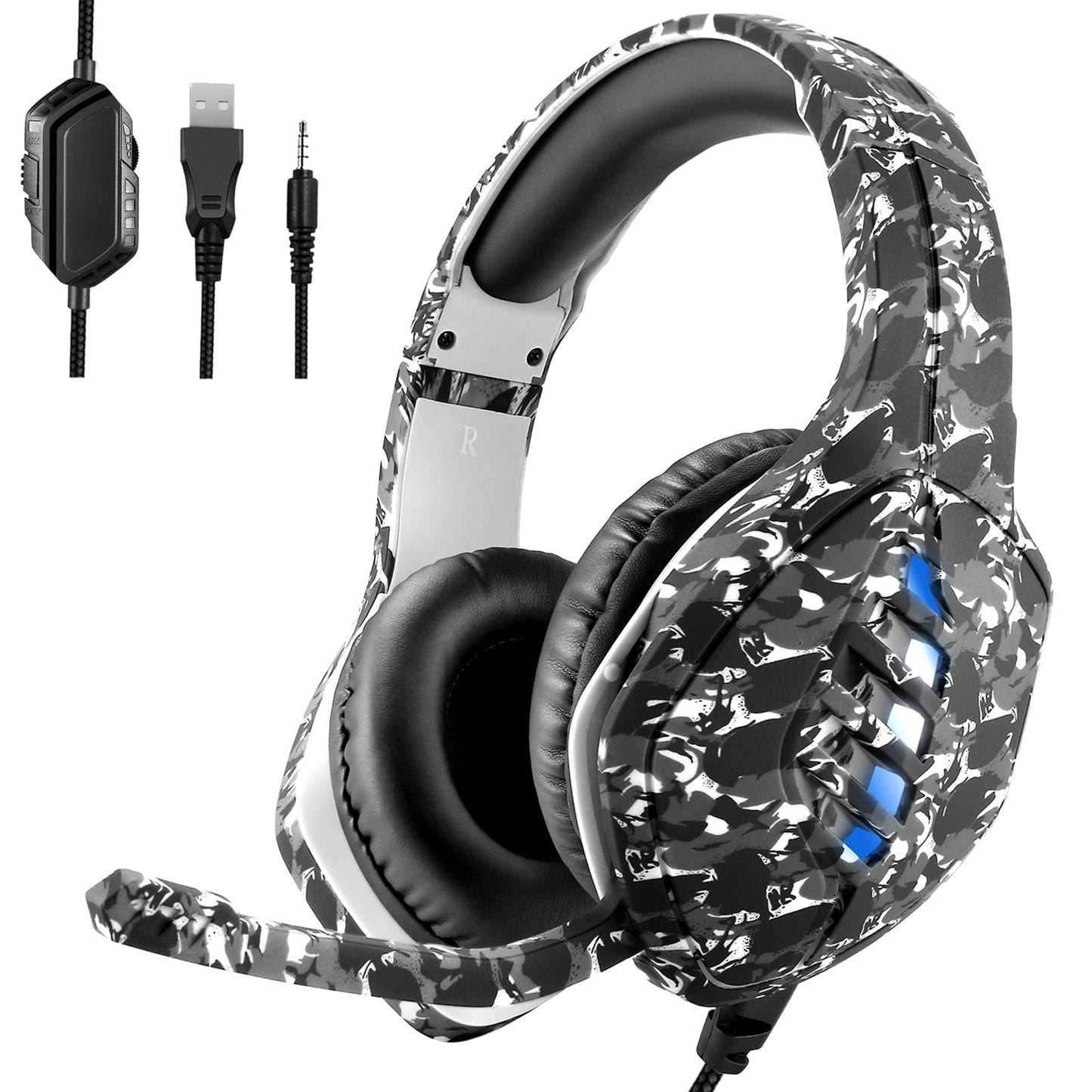 targeal Gaming Headset with Microphone - for PC, PS4, PS5, Switch, Xbox One, Xbox Series X|S - 3.5mm Jack Gamer Headphone with Noise Canceling Mic (Camo Black)