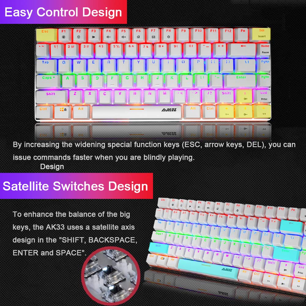 Gaming Keyboard and Mouse,3 in 1 Rainbow LED Backlit Wired Mechanical Keyboard Blue Switch,RGB 6400 DPI Lightweight Gaming Mouse with Honeycomb Shell,Gaming Mouse Pad for PC Gamers