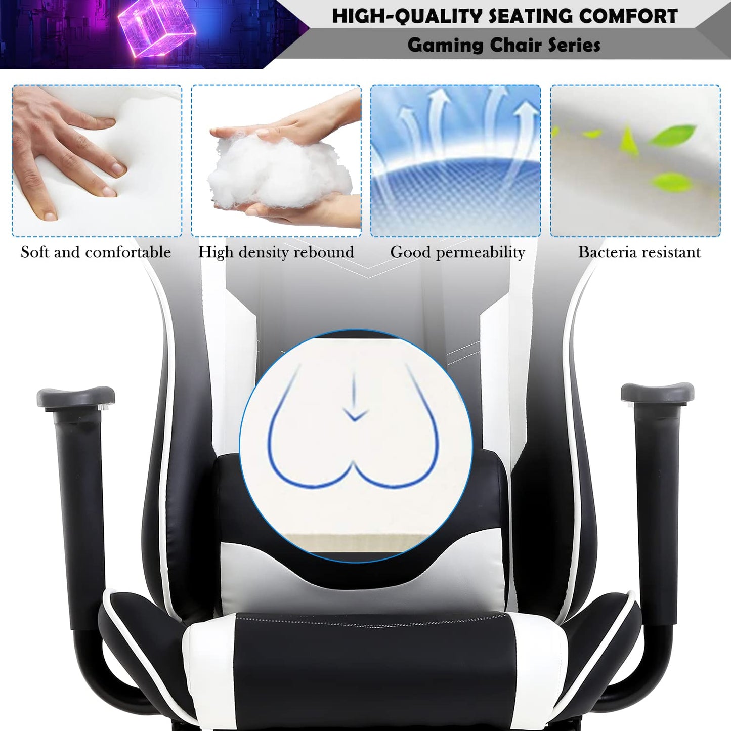 PC Gaming Chair Computer Chair Office Gaming Chairs for Adults, Gamer Chair Racer Gaming Chair PU Leather Recliner w/Lumbar Support, Cheap Gaming Chair for Kids or Adults