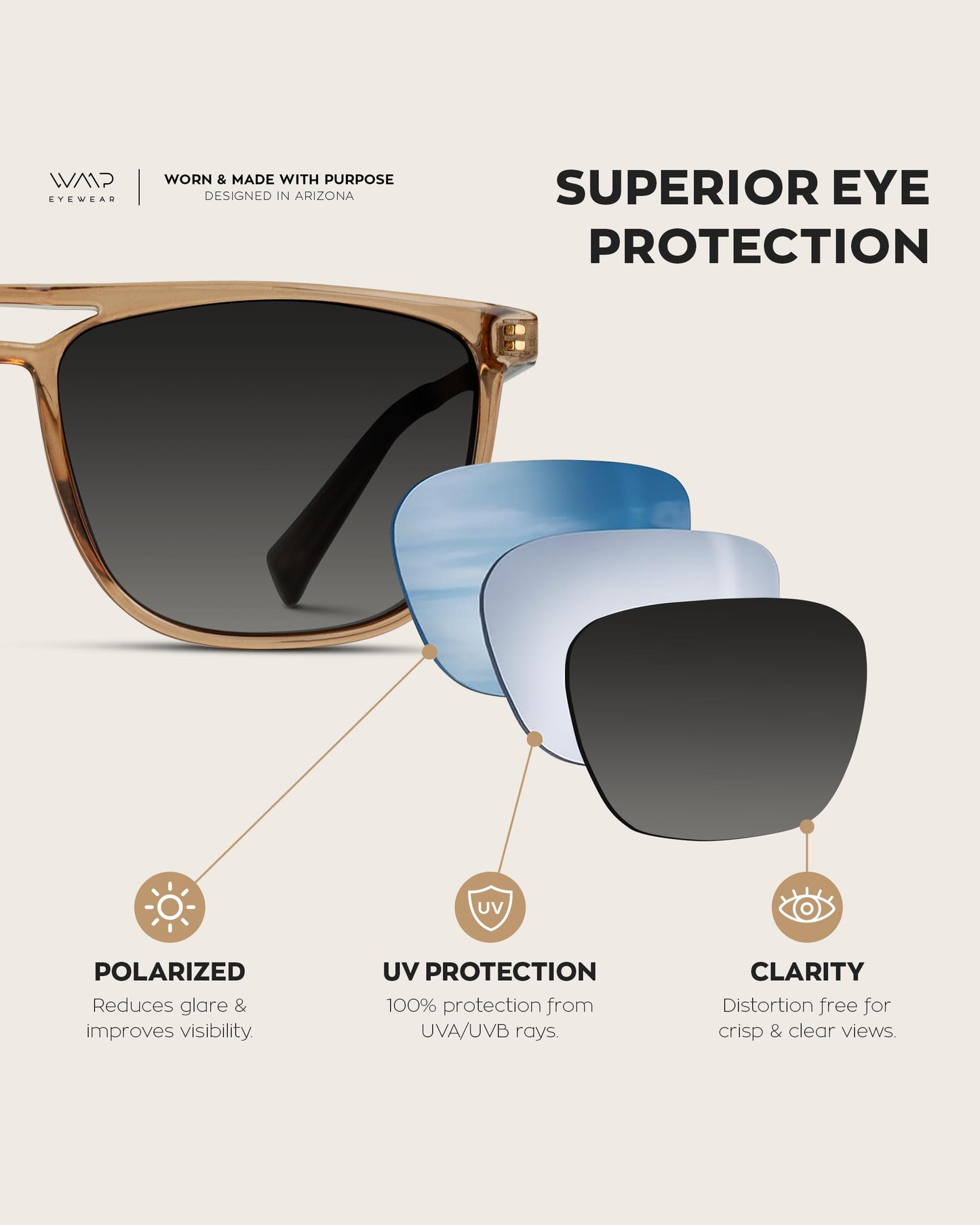 WearMe Pro Premium Polarized Double Bar Sunglasses for Men and Women UVA and UVB (Crystal Brown/Gradient Black)