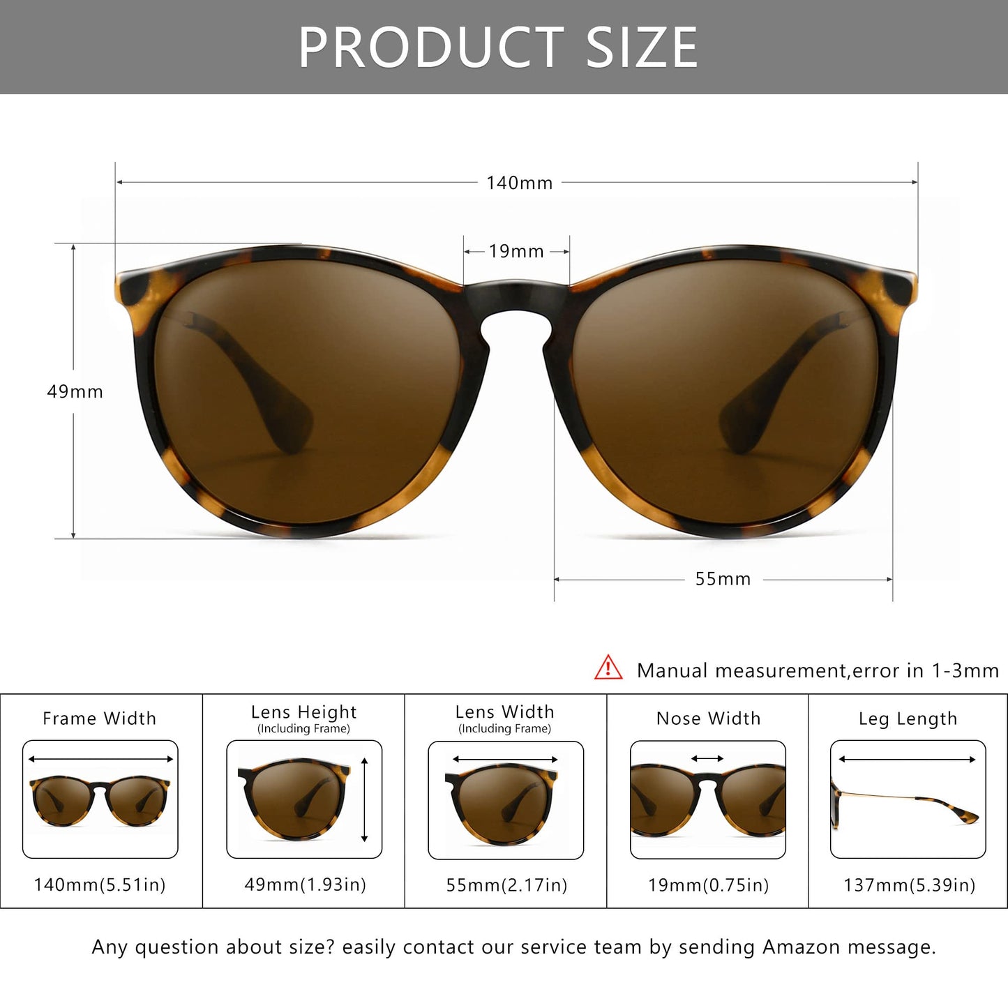 SUNGAIT Vintage Round Sunglasses for Women Men Classic Retro Designer Style(Polarized Brown Lens/Leopard Frame (Glossy Finish)) 1567BWKC