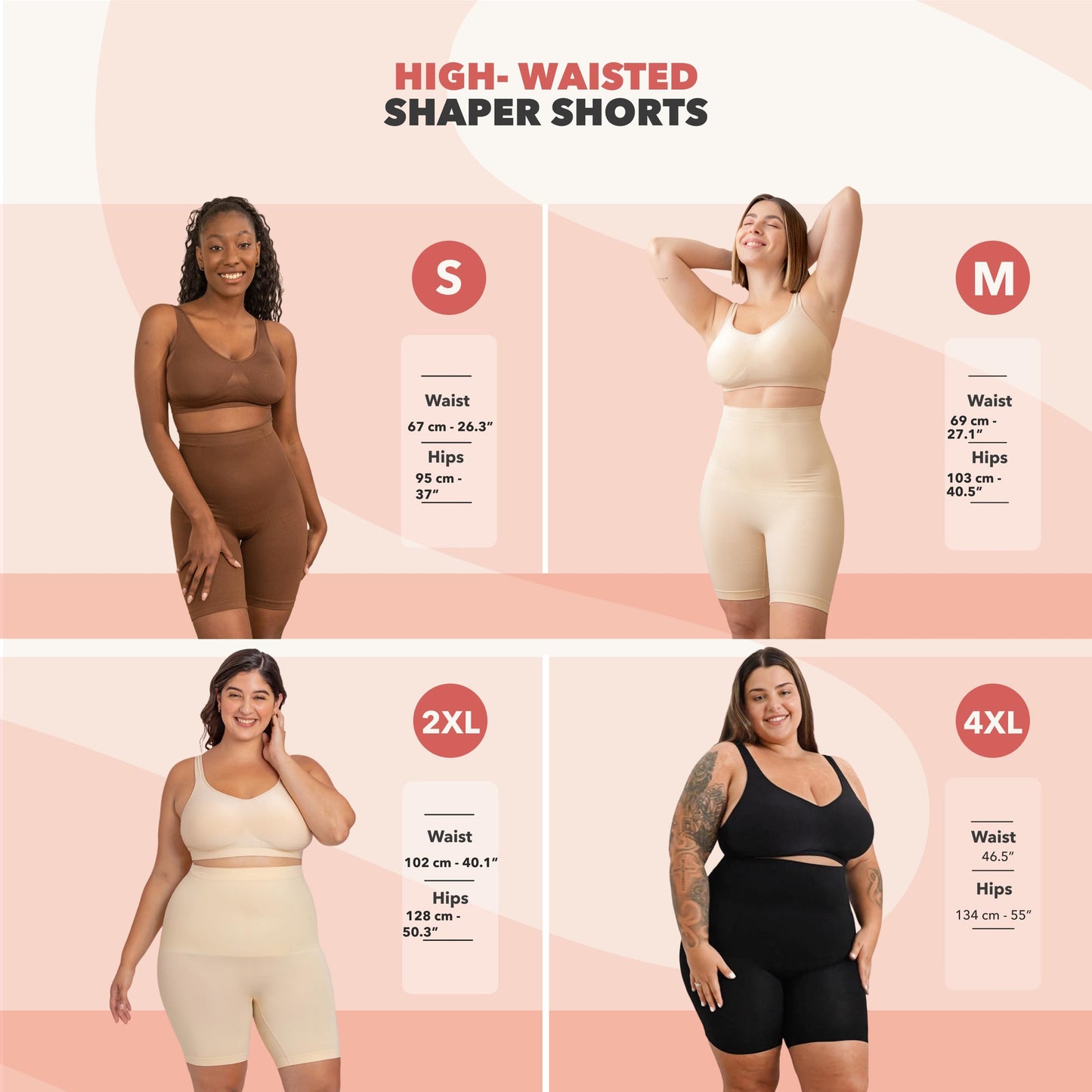 SHAPERMINT High Waisted Body Shaper Shorts - Shapewear for Women Tummy Control Small to Plus-Size, Nude Small