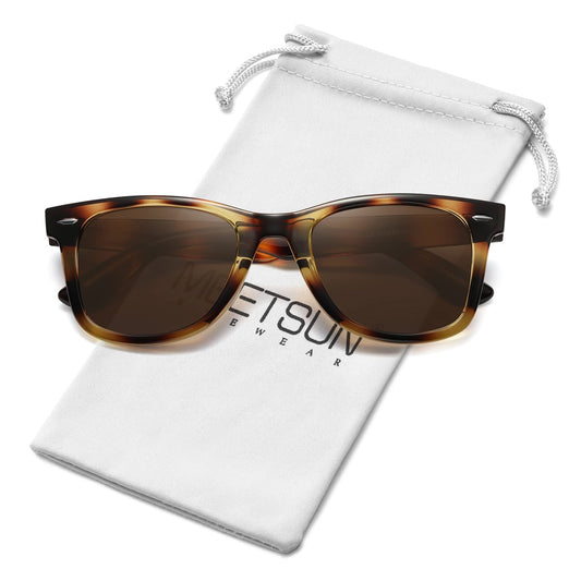 MEETSUN Polarized Sunglasses for Men Women Classic Retro Square Frame Driving Sun Glasses UV400 Protection Amber Brown