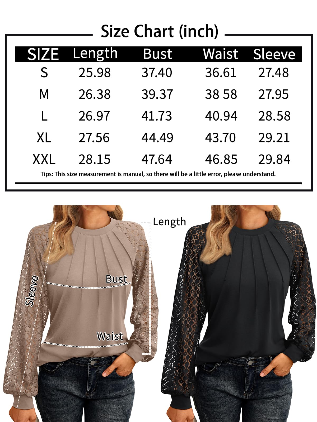 AUTOMET Womens Long Sleeve Shirts Lace Tops Business Casual Fall Fashion Outfits Clothes 2024 Knitted Y2k Blouses Black M