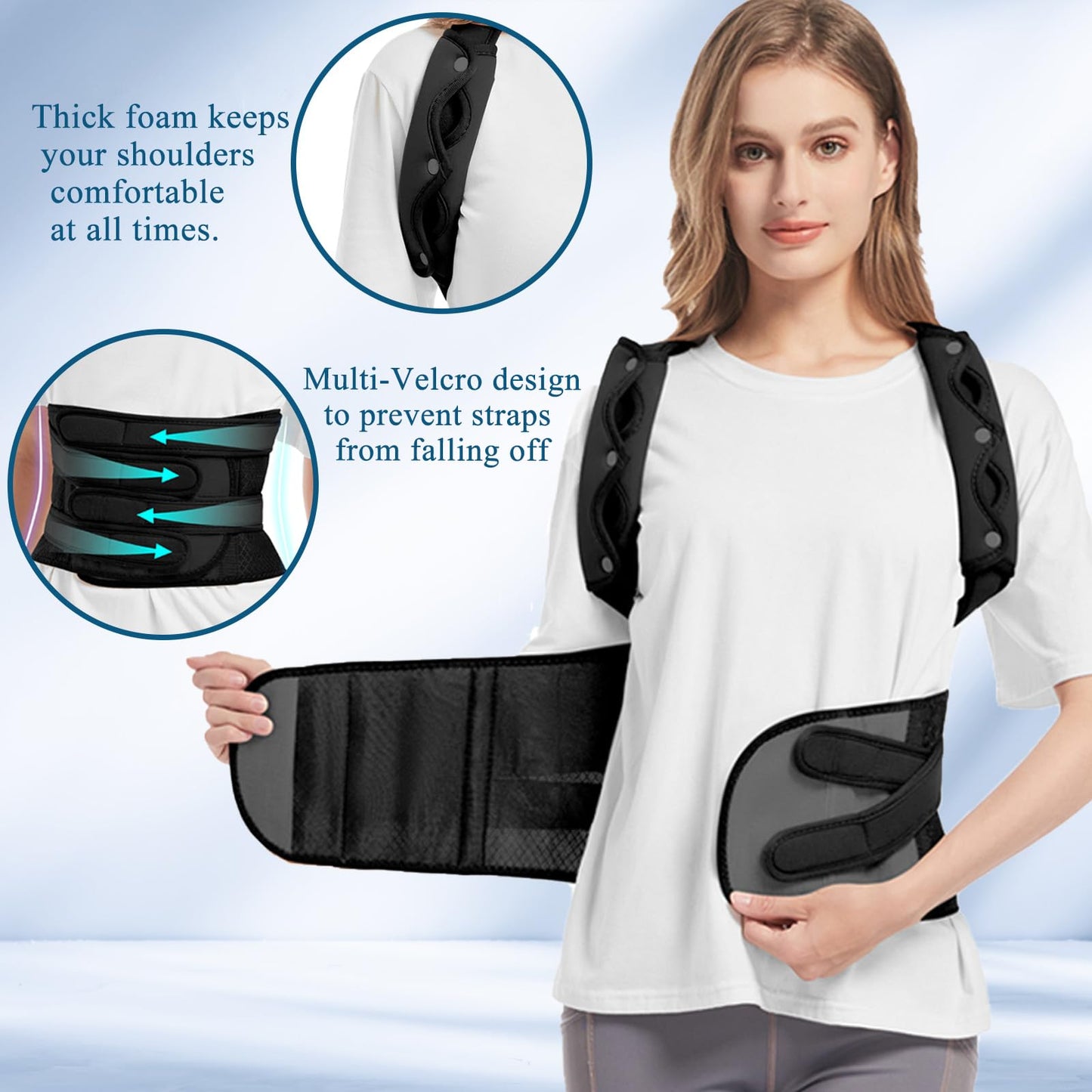 YEARSTAR Back Brace Posture Corrector for Women and Men Upgraded Back Straightener Adjustable for Neck Shoulders Pain Relief Full Back Support for Posture Improving (X-Large)