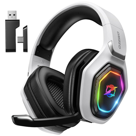 Ozeino 2.4GHz Wireless Gaming Headset for PC, Ps5, Ps4 - Lossless Audio USB & Type-C Ultra Stable Gaming Headphones with Flip Microphone, 40-Hr Battery Gamer Headset for Switch, Laptop, Mobile, Mac